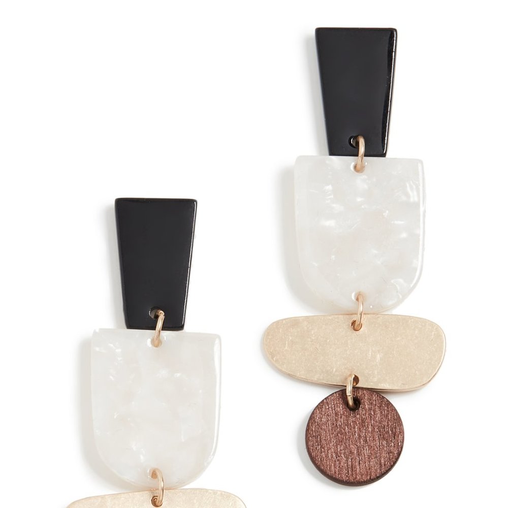 💕Last one Acrylic Wood Geometric  Drop Earrings - Picture 5 of 6